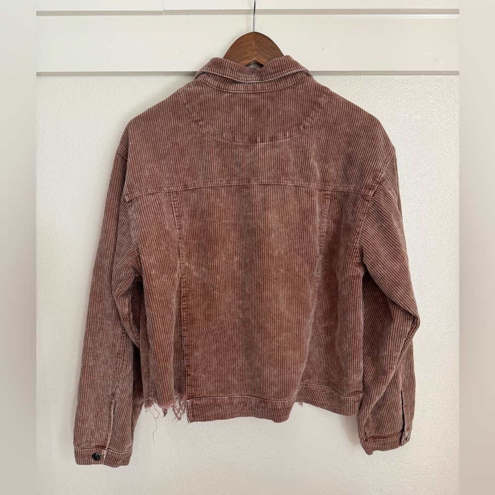 POL Corduroy Button Up Jacket Brown Raw Hem Western Fall Boho Style Women’s M - Picture 9 of 12